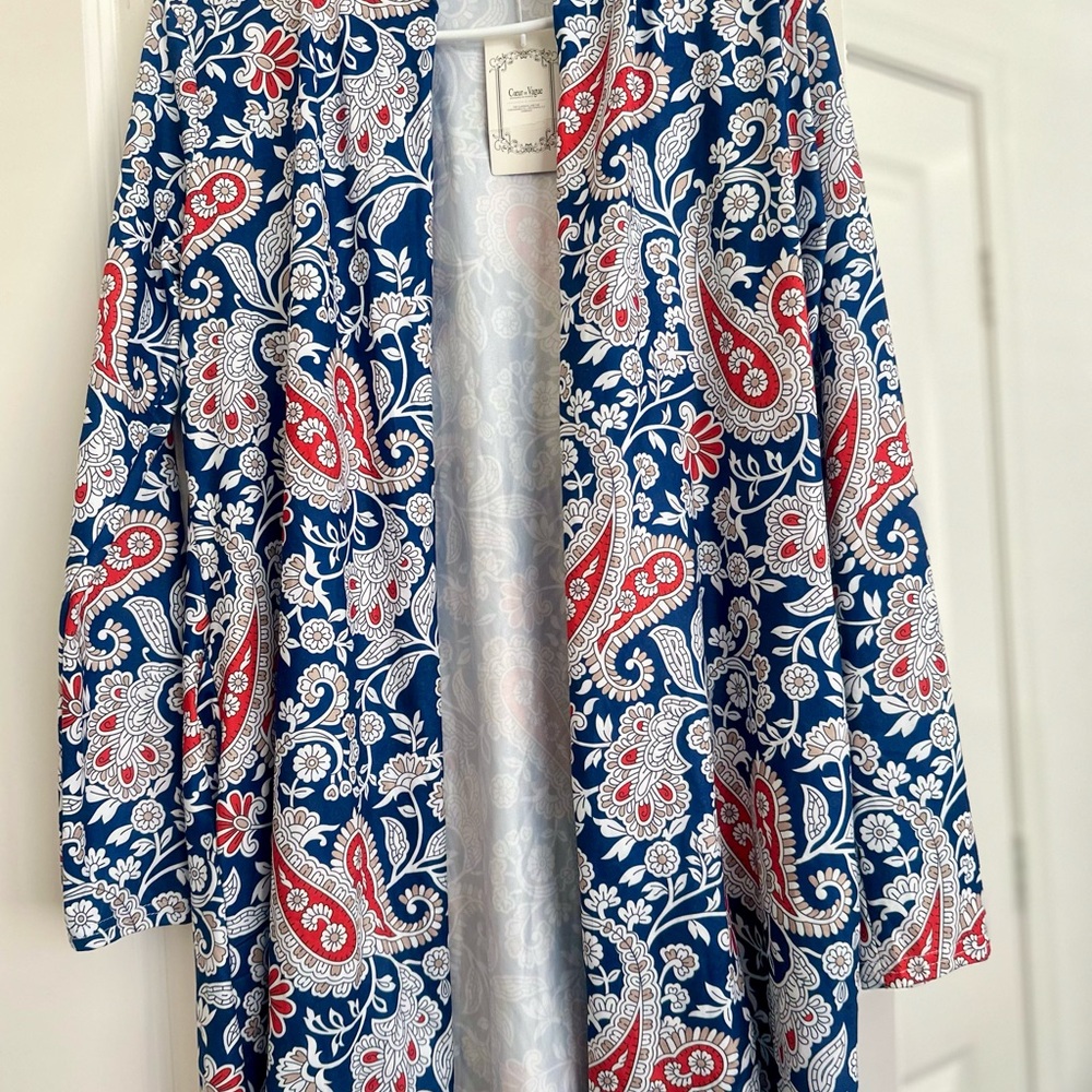 Paisley Print Kimono in Blue and Red